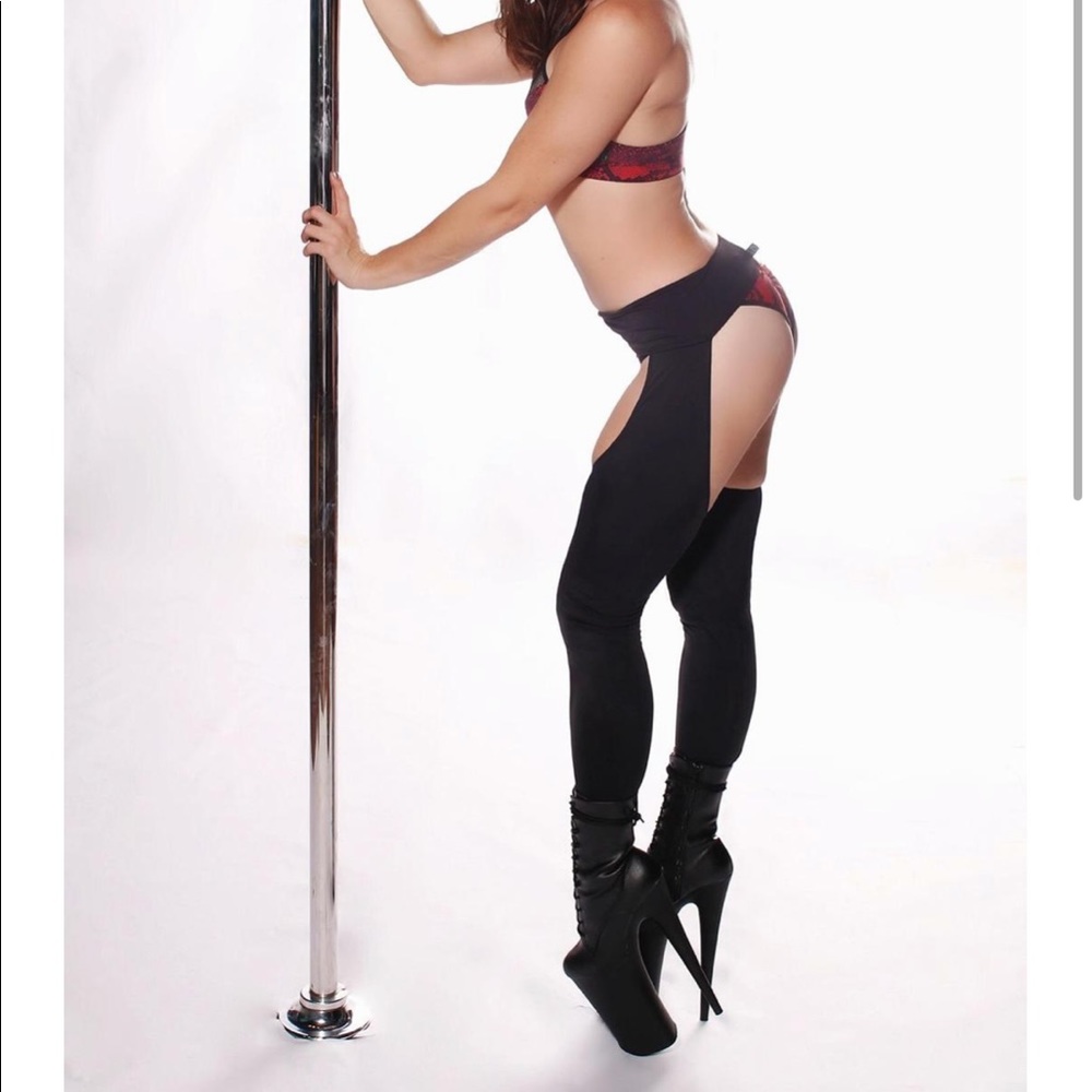 Vertical beast chaps for pole fitness dance Pink